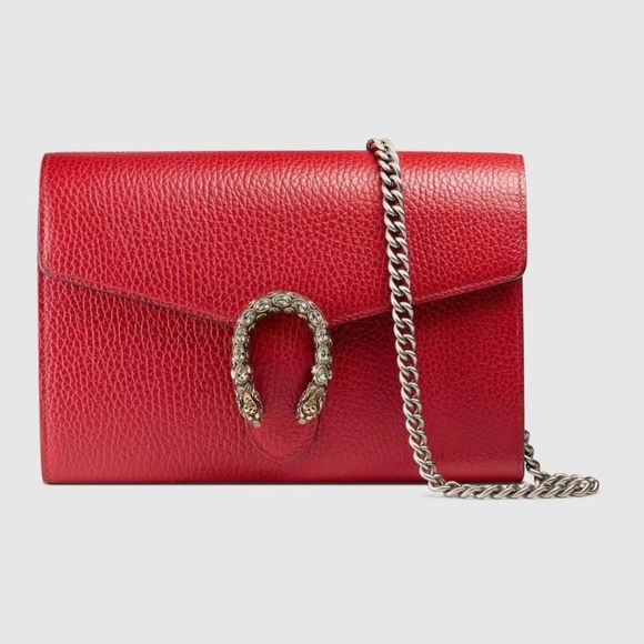 Gucci Chain Wallet Shoulder Bag Hibiscus Red - Picture 1 of 3